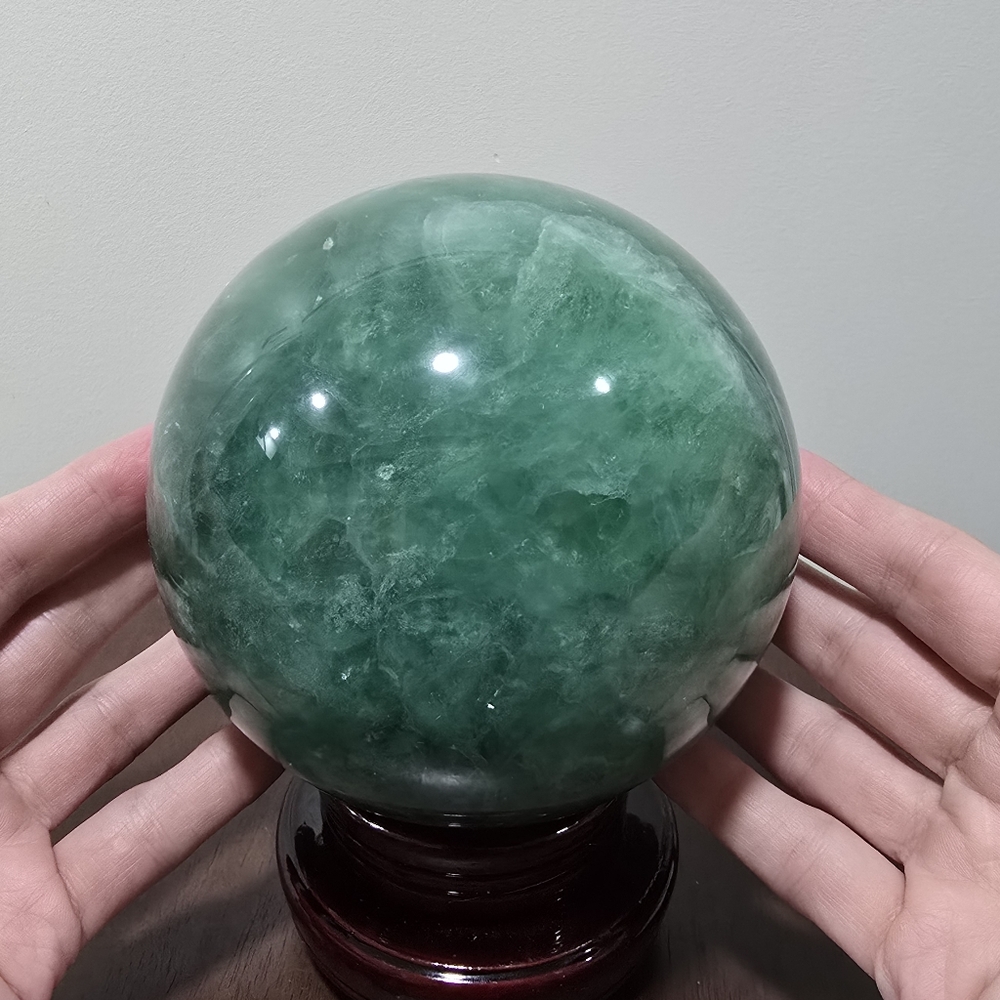 Green Fluorite Crystal Sphere #Q 132 mm